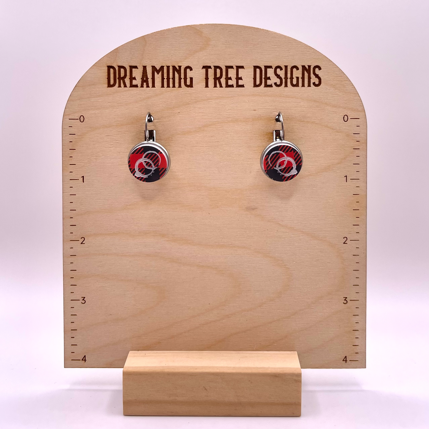 Buffalo Plaid Firedancer/Coffee Rings Engraved Acrylic Earrings