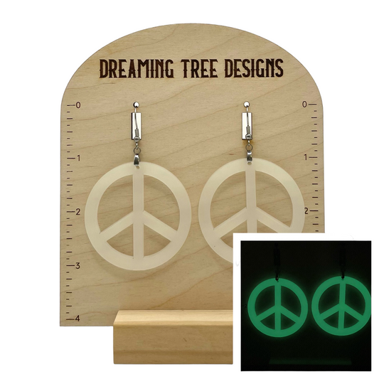GLOW IN THE DARK Peace Sign Circle Acrylic Earrings