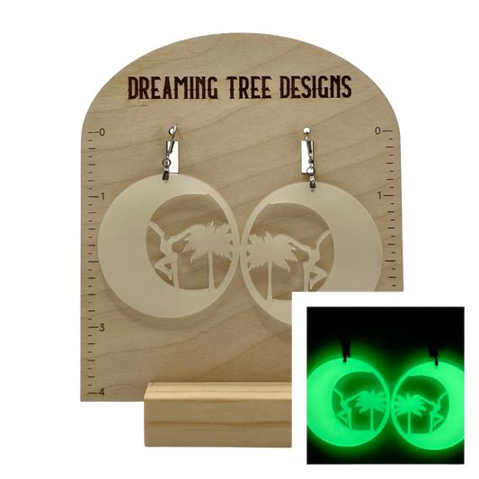 GLOW IN THE DARK Moon Palace Mexico Firedancer Circle Acrylic Earrings