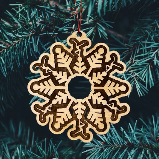 Wood Cut Firedancer Snowflake Laser Engraved Ornament