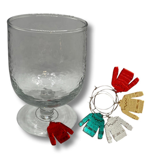 Dave Sweater Mirror Acrylic Earrings or Wine Charms