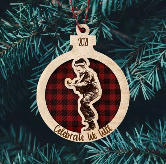 Double Layer Celebrate We Will Dave Santa hat Ornament
