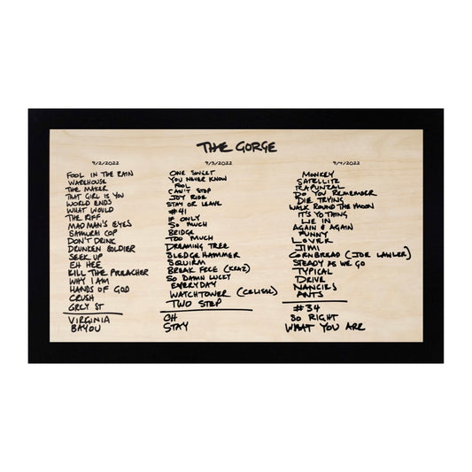 Gorge 2022 Handwritten Setlist Sign 3 Night Run Sign