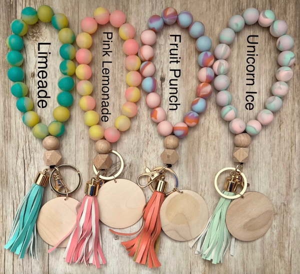 Silicone Beaded Bracelet Key Chain - Color Me Happy