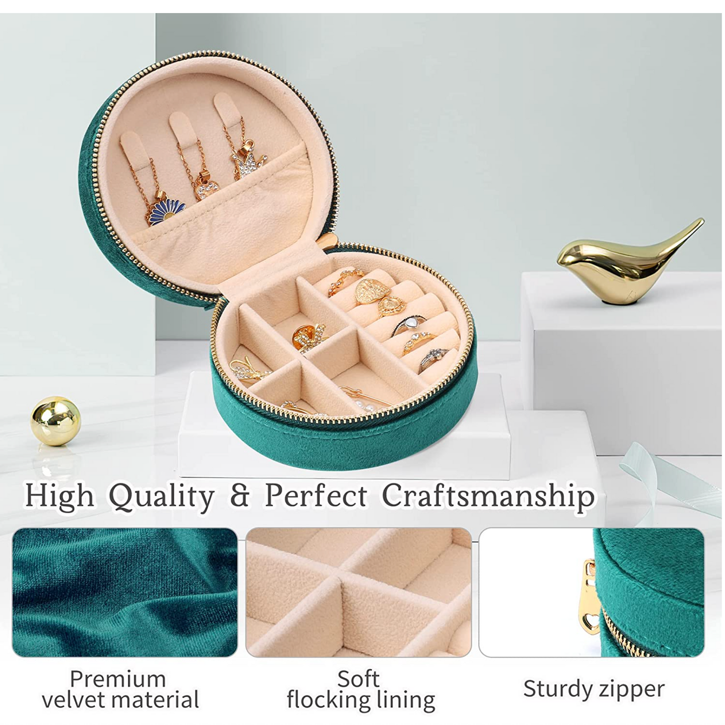Laser Engraved Velvet Jewelry Box, Small Travel Jewelry Case, Portable Travel Jewelry Organizer Box