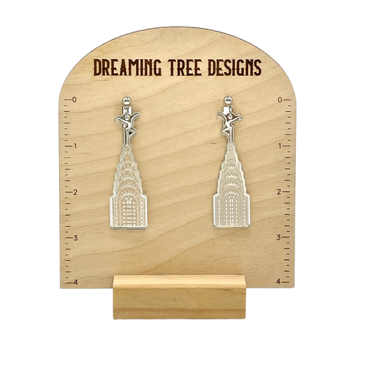 Chrysler Building Firedancer MSG NYC Mirror Acrylic Earrings Laser Cut