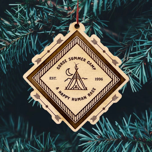 Wood Cut Gorge Summer Camp Laser Engraved Ornament