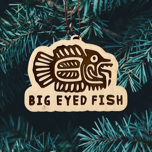Wood Cut Big Eyed Fish engraved Ornament