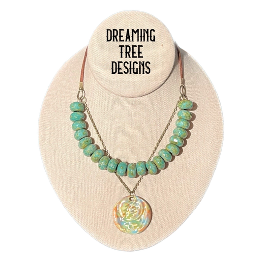 Grateful Dead Stealie Turquoise Beaded Necklace