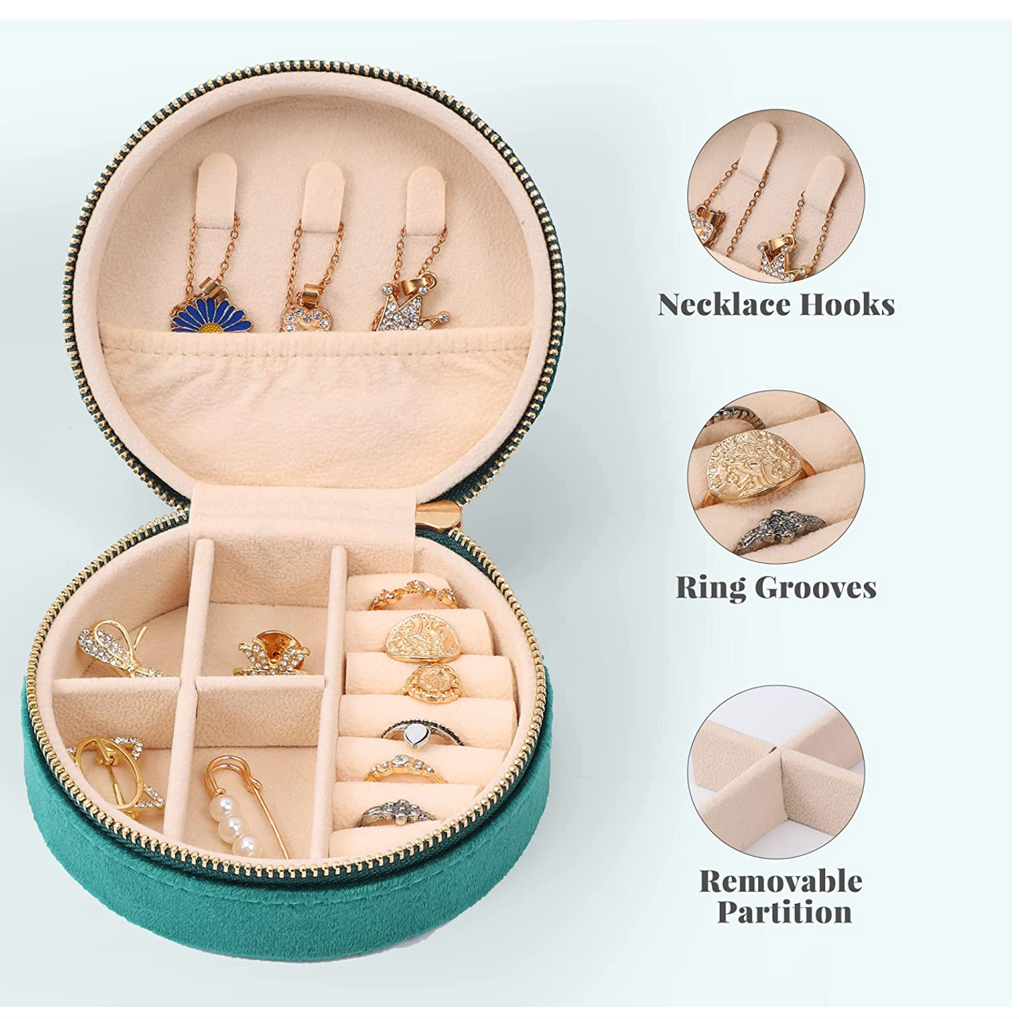 Laser Engraved Velvet Jewelry Box, Small Travel Jewelry Case, Portable Travel Jewelry Organizer Box