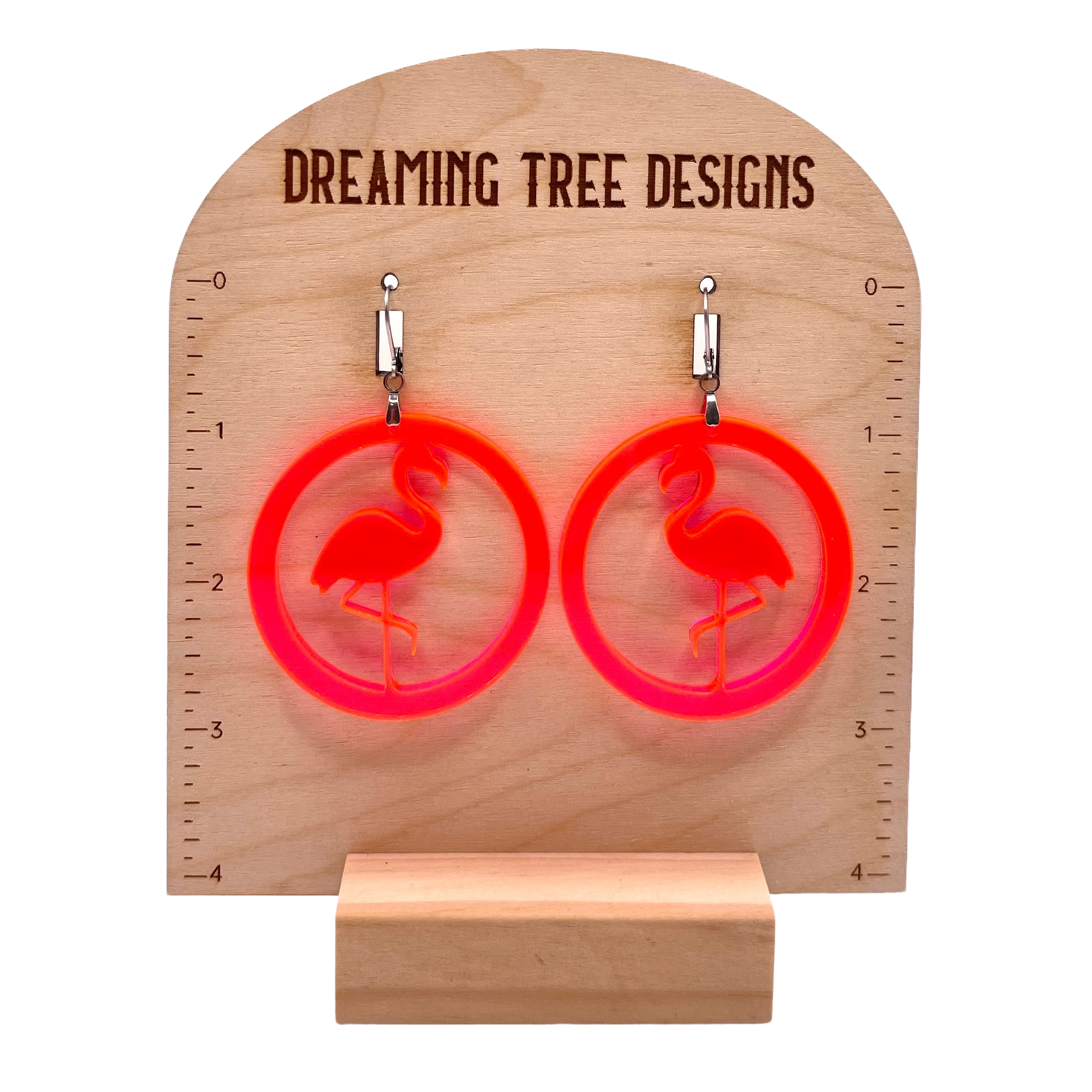 Neon Pink Flamingo Acrylic Earrings