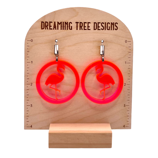 Neon Pink Flamingo Acrylic Earrings