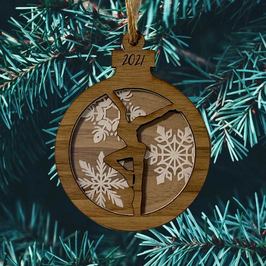 Triple Layer Walnut Acrylic Snowflake Ornament