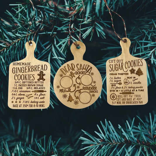 Wood Cut Engraved Recipe Cutting Board Ornament