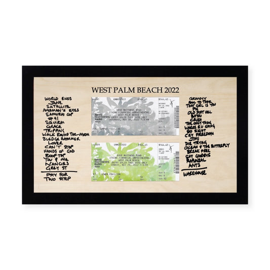 West Palm Beach 2022 Two Night Run Concert Setlist With Ticket Stub Framed Wood Sign