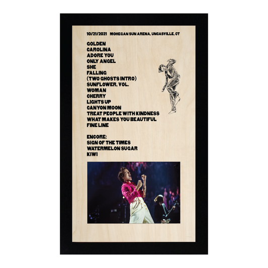 Harry Styles Concert Setlist and Photo Framed Wood Sign