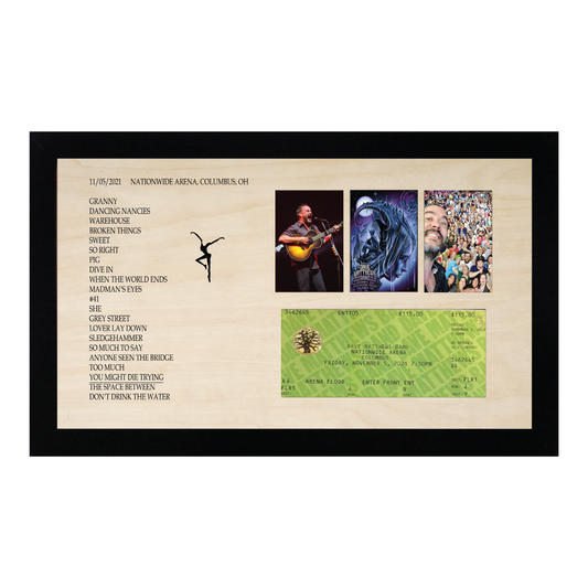 Concert Setlist with 3 2x3 Photos and Ticket Stub Framed Wood Sign